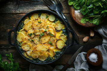 Kartoffel-Spinat-Gratin mit Muskatnuss - Herbertha