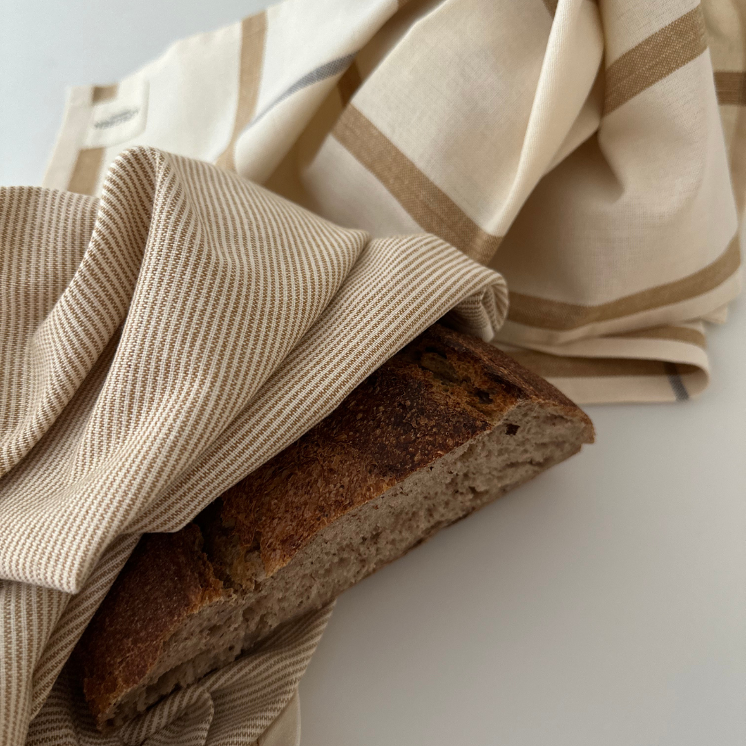 Geschirrtuch Nadelstreifen aus Bio-Baumwolle Farbe: Goldgewürz