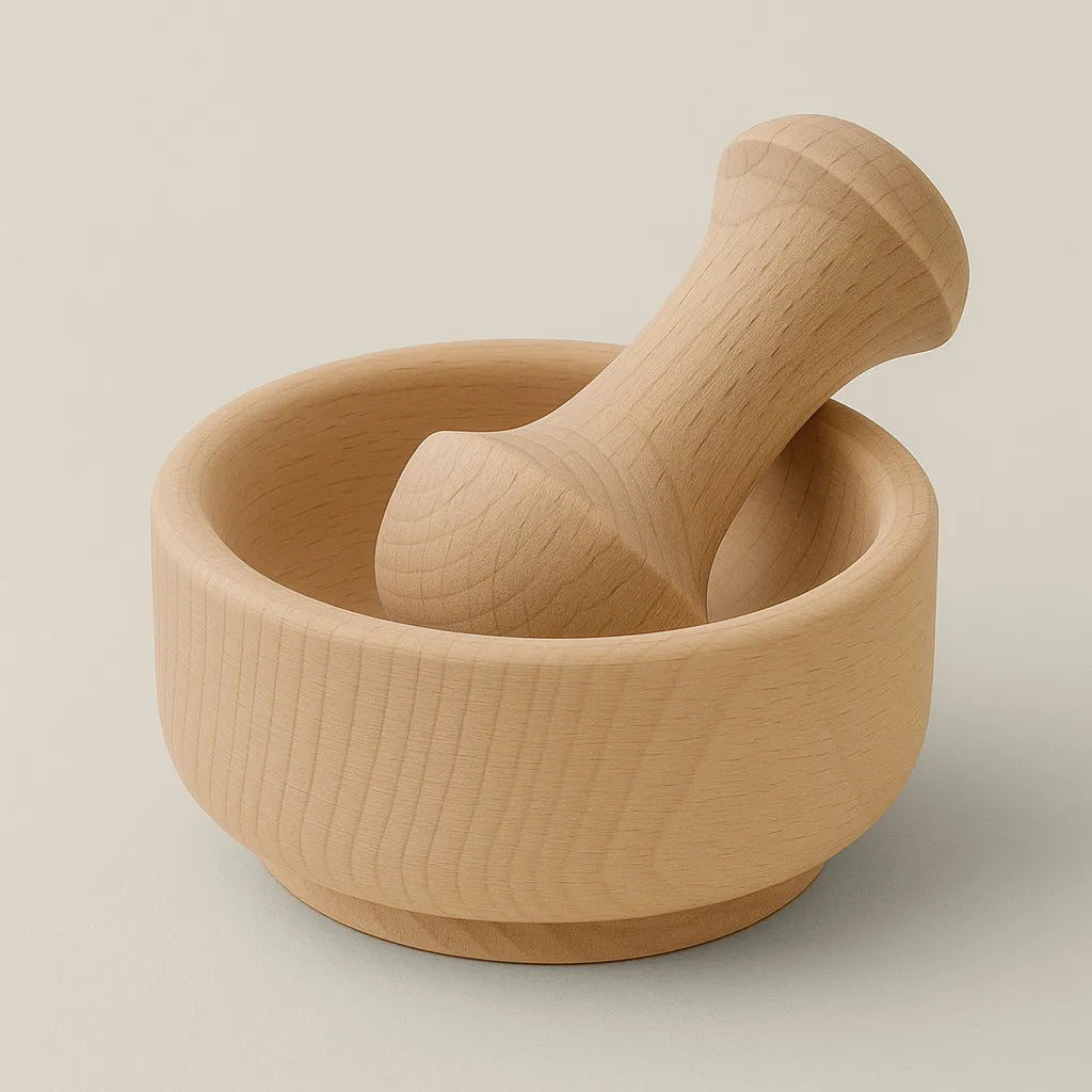 Mörser mit Stößel aus Holz