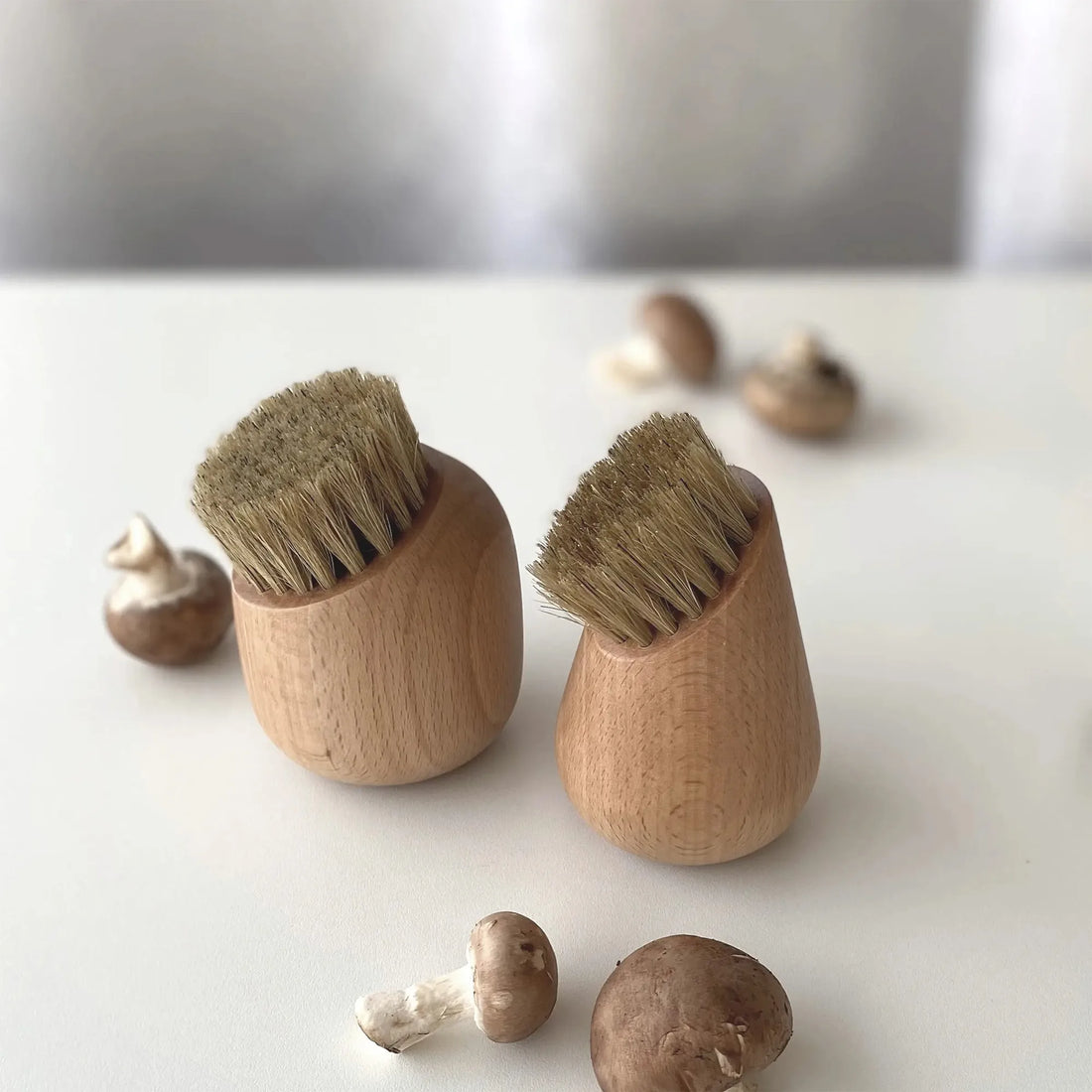 Pilzbürste aus Buchenholz und Wildschweinborsten